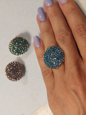 Swarovski crystal ring adjustable, like new, Italian handmade
