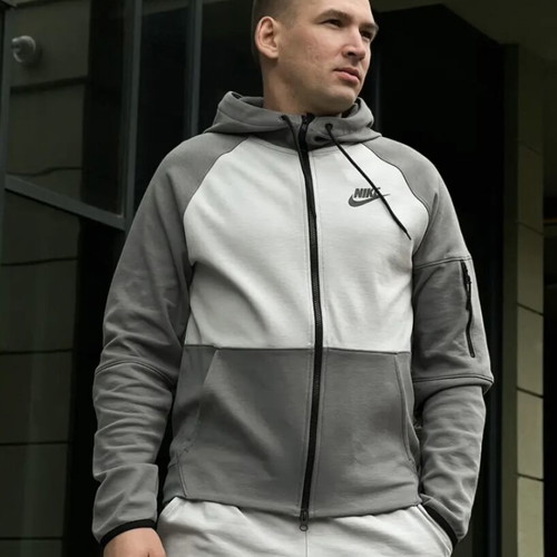 Nike Men's Sportswear Full Zip Hoodie Tech Fleece Smoke Grey S like new