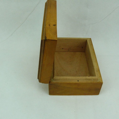 Old wooden jewelry box used, brown