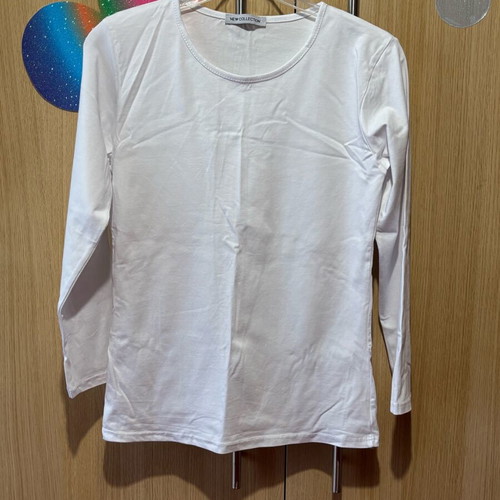 Cotton long-sleeve shirt white like new, size M