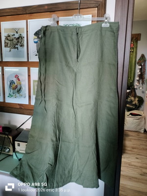 H&M Linen Skirt long green with zipper and drawstring like new, XL