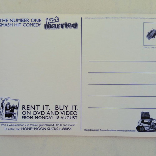 English Just Married postcard like new