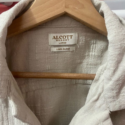 Alcott Resort linen blend shirt short sleeve beige size L like new
