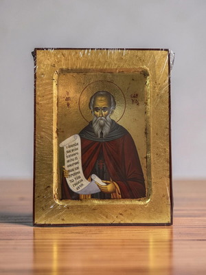 Christian Icon of Saint Sabbas the Sanctified gold embossing 14x18 cm new