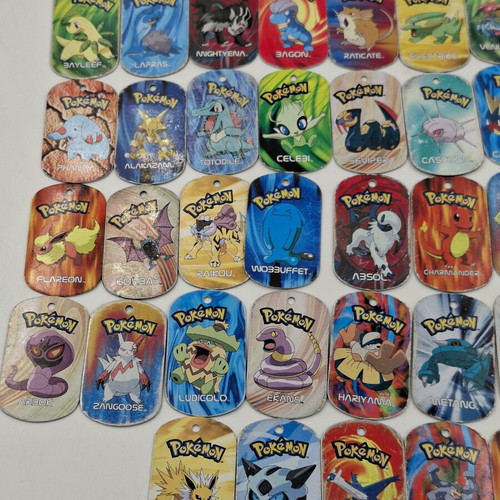Pokemon metal tags used, lot of 50 original 2006
