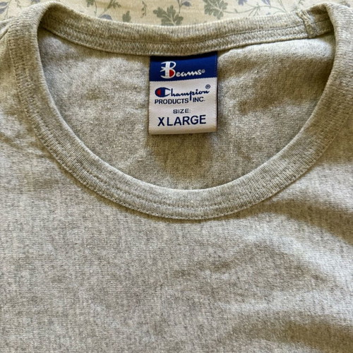 Beams x Champion T-shirt used, gray, size XL, front pocket