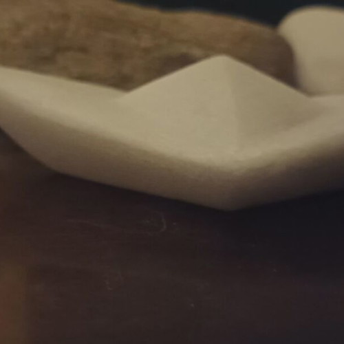 Cycladic marble ship sculpture, handcrafted