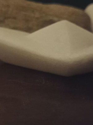 Cycladic marble ship sculpture, handcrafted