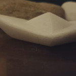 Cycladic marble ship sculpture, handcrafted