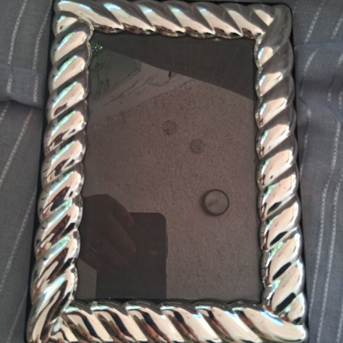 Silver photo frame with design, 21×15.5cm