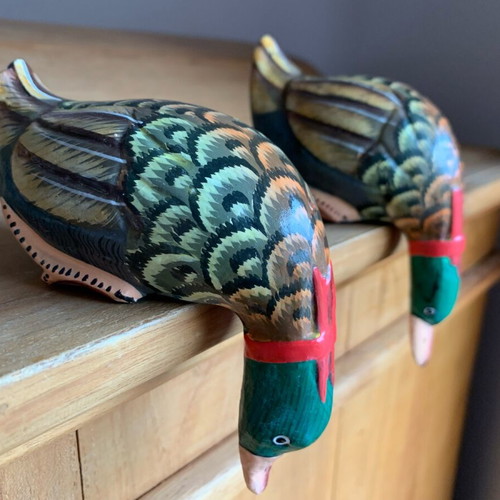 Wooden handmade ducks set of two new