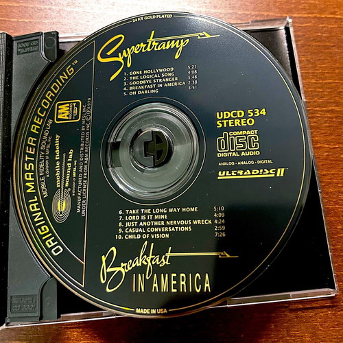 Supertramp Breakfast In America CD 24Kt Gold like new, rock