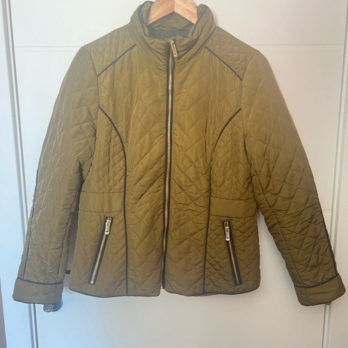H&M green thin jacket like new with golden zipper, size 44