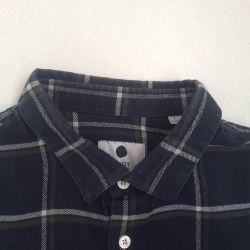 No Nationality men's flannel shirt size L used, blue, checked, thick