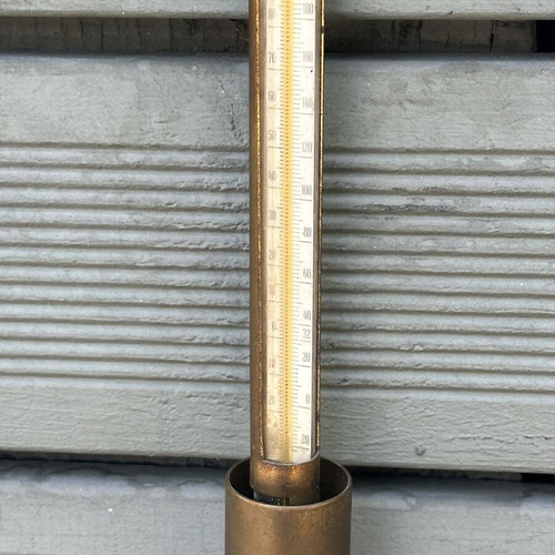 Vintage Brass Laboratory Thermometer with Case 32 cm, used, non-functional