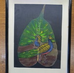 Handmade painted leaf like new, framed