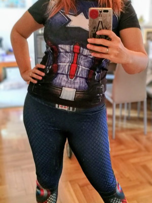 Σετ Captain America Marvel θεματικό κοστούμι T-shirt και κολάν σαν καινούργιο μέγεθος M/L