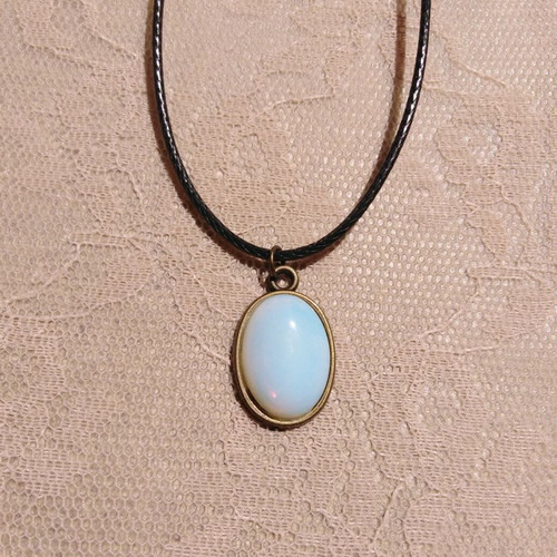Handmade pendant with opalite and bronze cabochon new