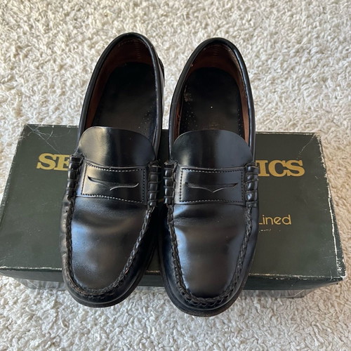 Sebago black leather moccasins used, size 41