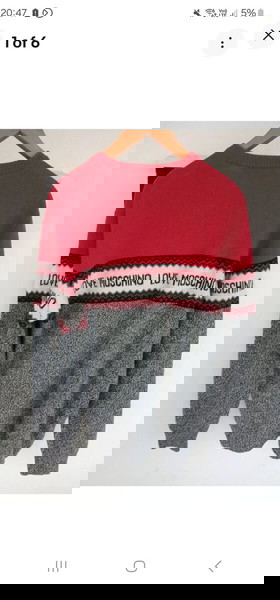 Love Moschino Men's Logo Sweater Jump Red/Grey M S G22 10 Size XL Cashmere Blend