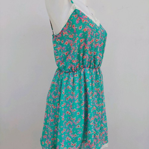 Floral dress used, size L, turquoise with adjustable straps