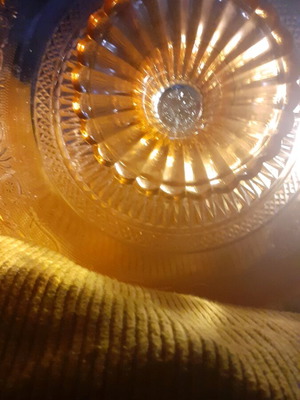 Vintage orange amber glass fruit bowl used 29 cm
