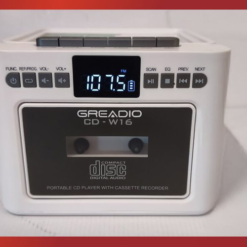 Greadio CD-W16 Portable CD Player with Cassette Recorder and Bluetooth