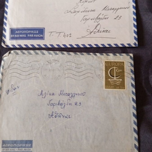 Two envelopes with postcards 1966 used, stamps and postmarks