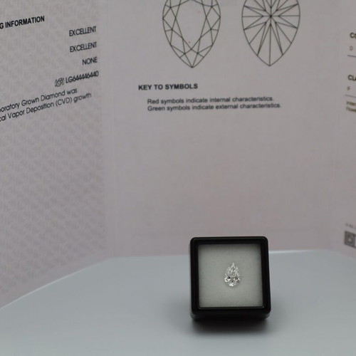 Pear Cut Lab Grown Diamond 1.05ct D-VS1 New
