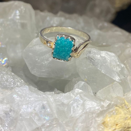 Silver ring with natural turquoise #9 new