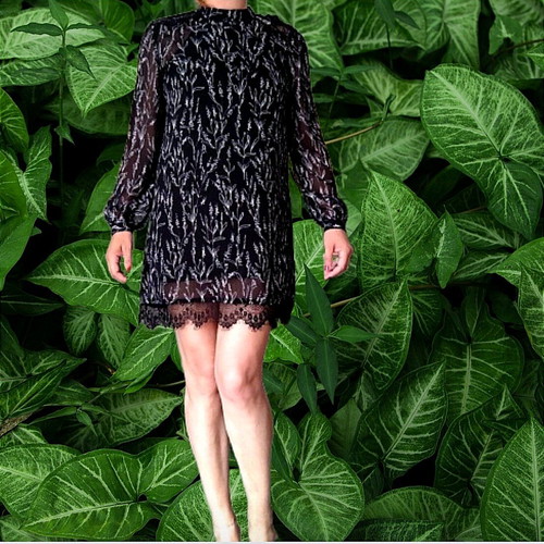 Black floral dress Zara Woman S like new -  7,00 - Vendora.cy