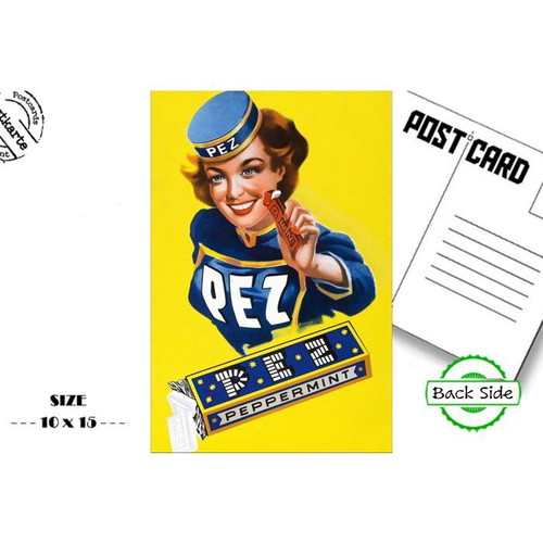 Post card PEZ new, classic vintage advertisements