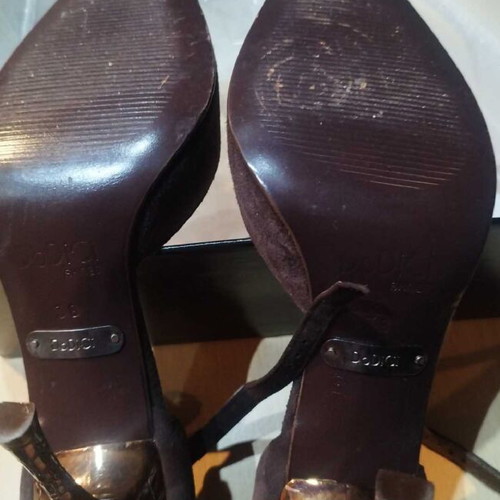 DoDiCi women's pumps size 38, dark brown suede, 10cm stiletto heel