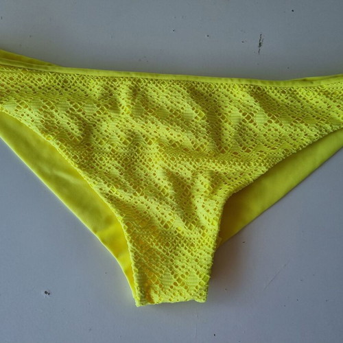 Yellow fluorescent crochet bikini bottom, women's XXL