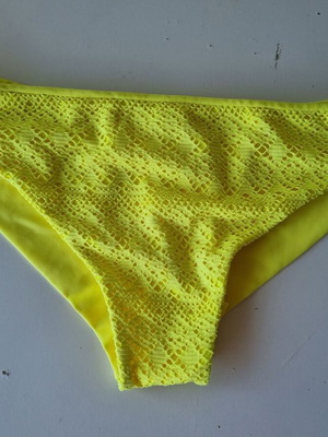 Yellow fluorescent crochet bikini bottom, women's XXL