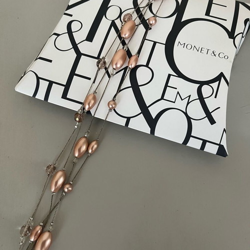 Monet necklace used with pink and silver colors