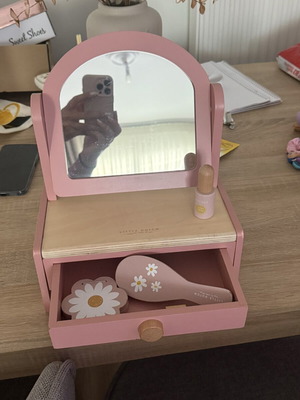 Little Dutch wooden toy dressing table with mirror and accessories used