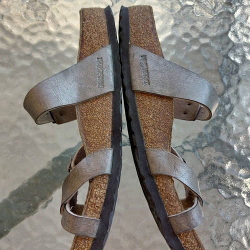 Birkenstock Mayari sandals used, size 39, gold-bronze metallic