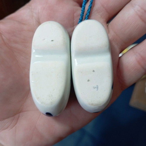 Pair of tiny vintage Delft blue porcelain clogs like new