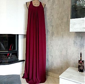 Μάξι μπορντό φόρεμα. Μακρύ καλοκαιρινό κοκτέιλ φόρεμα. Φόρεμα για βάφτιση. Κατάλληλο για εγκυμοσύνη