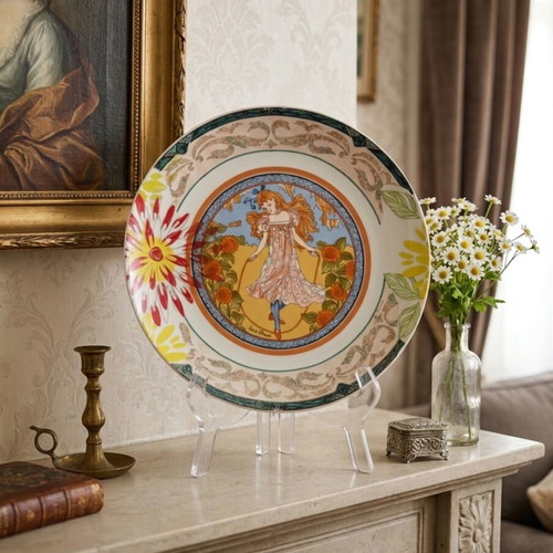 Limoges France collectible porcelain plate 22k gold Louis Icart design 30cm