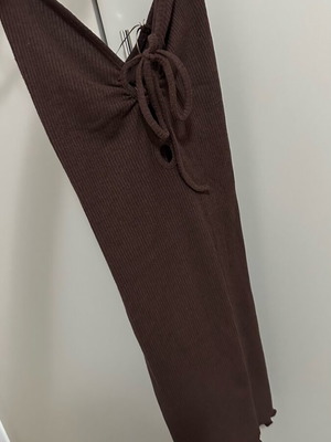 Bershka ribbed chocolate brown dress used, size M