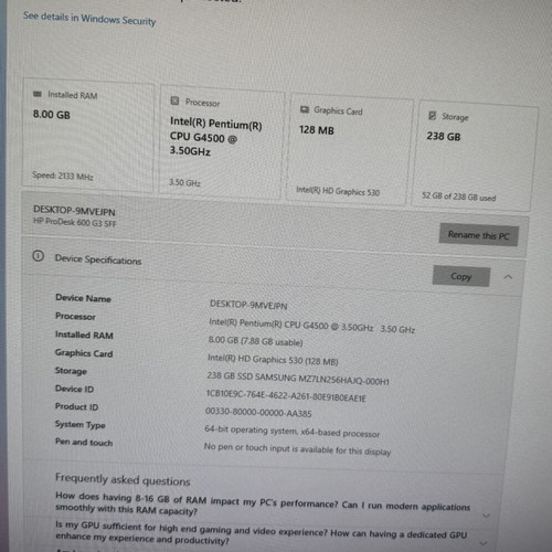 HP Prodesk 600 G3 SFF like new