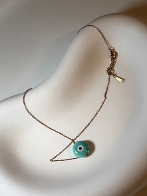 Necklace blue evil eye gold plated stainless steel like new
