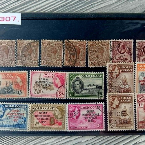 Gold Coast Ghana stamp album used, decades 1920-1950