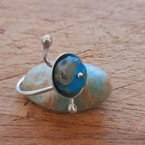 Handmade silver ring 925 with turquoise semi-precious stone new