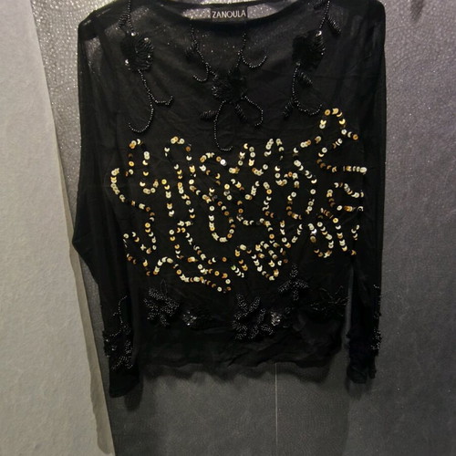 Y2K Sequin mesh top Zanoula like new, black and gold