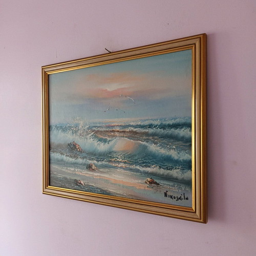 Seascape painting used 46x36 cm signed