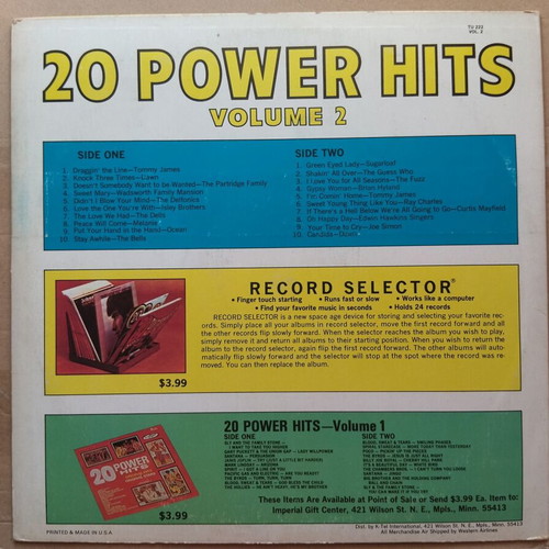 Various 20 Power Hits Volume 2 LP like new, rock