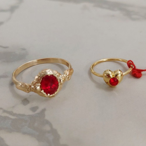 Vintage women's and children's ring 1960s, aluminum alloy, red and gold